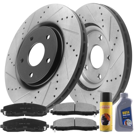 Motorbymotor MotorbyMotor Front 330mm Brake Rotor & Brake Pad kit w/CLEANER 12067074&D1589CF(8Pack) BRF12067074BK-D1589CF